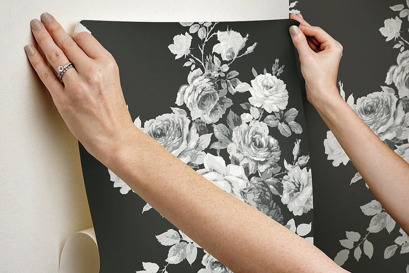 Wallpaper Magnolia Home Tea Rose Peel & Stick Wallpaper // Black & White 