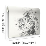 Wallpaper Magnolia Home Tea Rose Peel & Stick Wallpaper // White & Black 