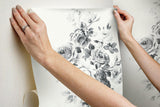 Wallpaper Magnolia Home Tea Rose Peel & Stick Wallpaper // White & Black 