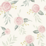 Wallpaper Magnolia Home Watercolor Roses Peel & Stick Wallpaper // Pink 