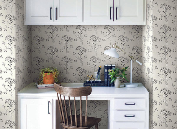 Wallpaper Magnolia Home Wildflower Peel & Stick Wallpaper // Black & White 