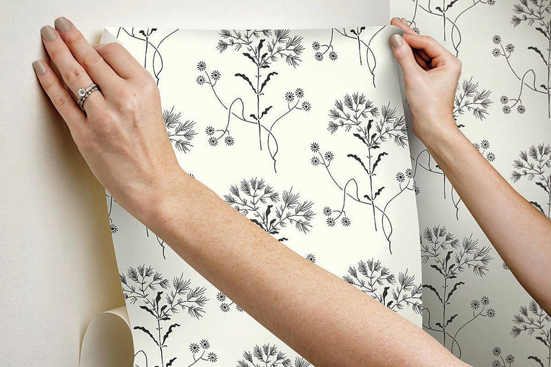 Wallpaper Magnolia Home Wildflower Peel & Stick Wallpaper // Black & White 