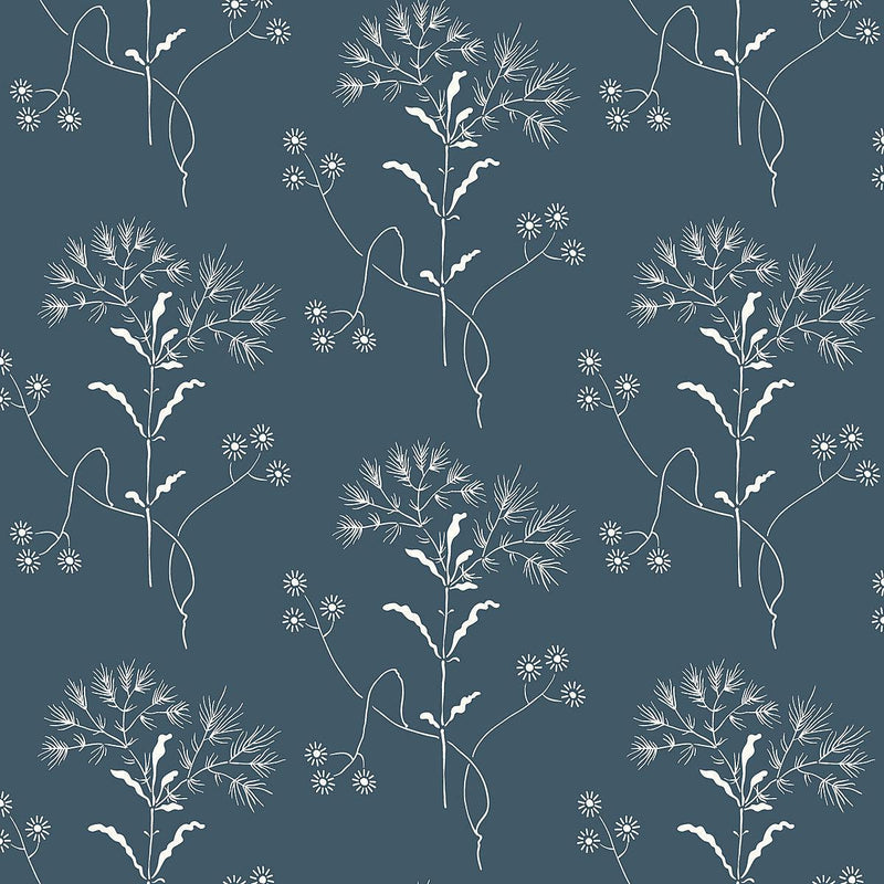 Wallpaper Magnolia Home Wildflower Peel & Stick Wallpaper Sample // White & Blue 8 x 10 