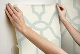Wallpaper Magnolia Home Woven Trellis Peel & Stick Wallpaper // Beige & Blue 
