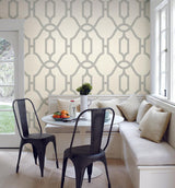 Wallpaper Magnolia Home Woven Trellis Peel & Stick Wallpaper // Beige & Grey 