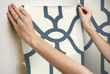 Wallpaper Magnolia Home Woven Trellis Peel & Stick Wallpaper // Blue & White 