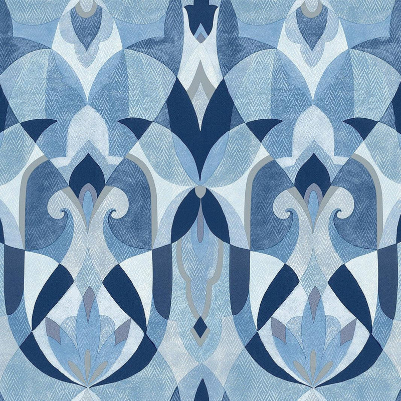 Wallpaper Malta Wallpaper Sample // Blue & Silver 8 x 10 