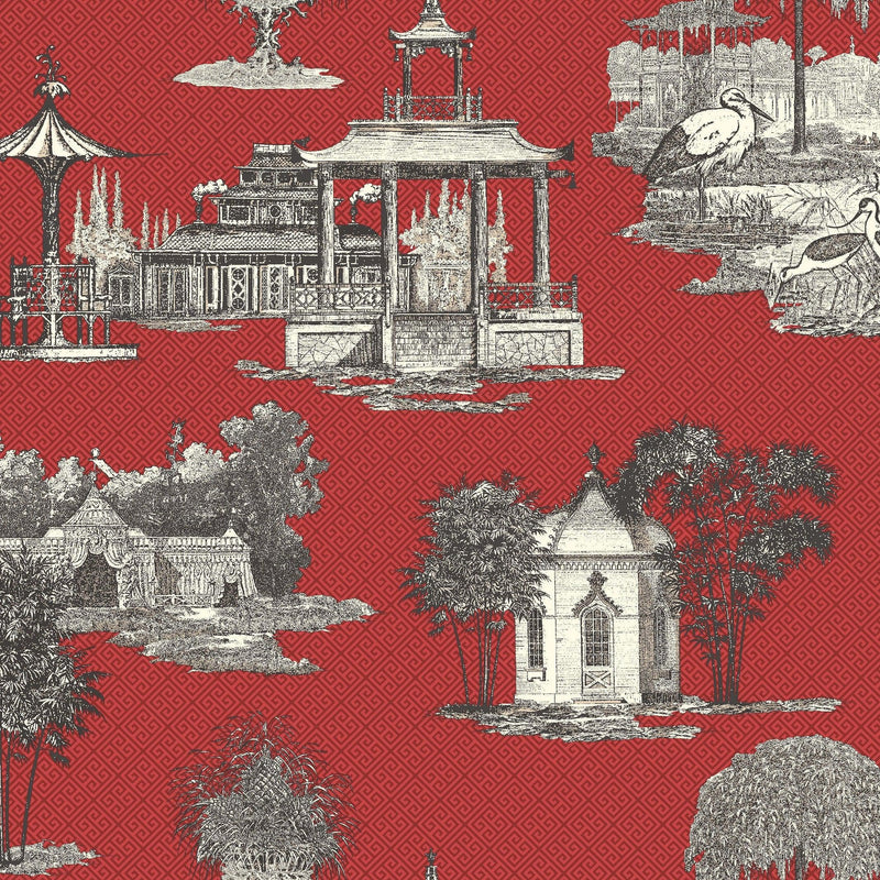 Wallpaper Mandarin Wallpaper Sample // Red 8 x 10 
