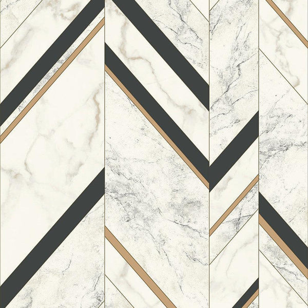 Wallpaper Marble Chevron Wallpaper // Black & Gold 