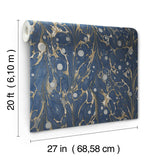Wallpaper Marbled Endpaper Peel & Stick Wallpaper // Navy 