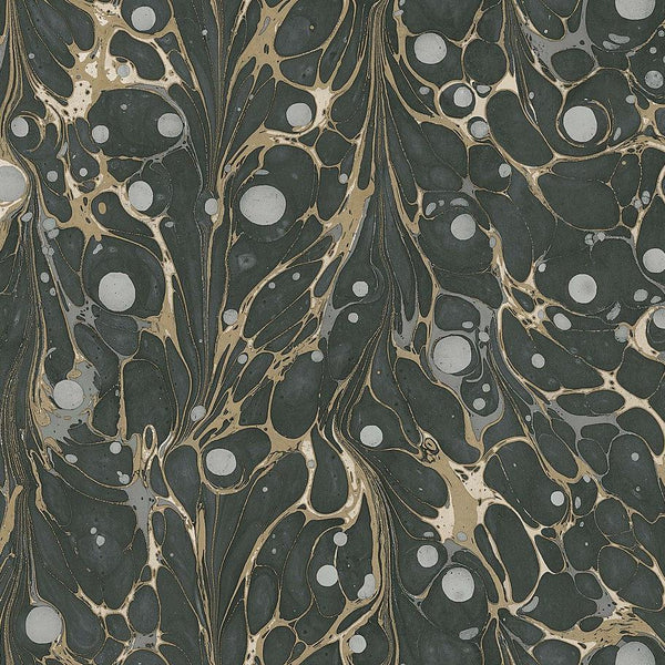 Wallpaper Marbled Endpaper Wallpaper // Black & Gold 