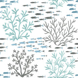 Wallpaper Marine Garden Wallpaper // Blue & Brown 