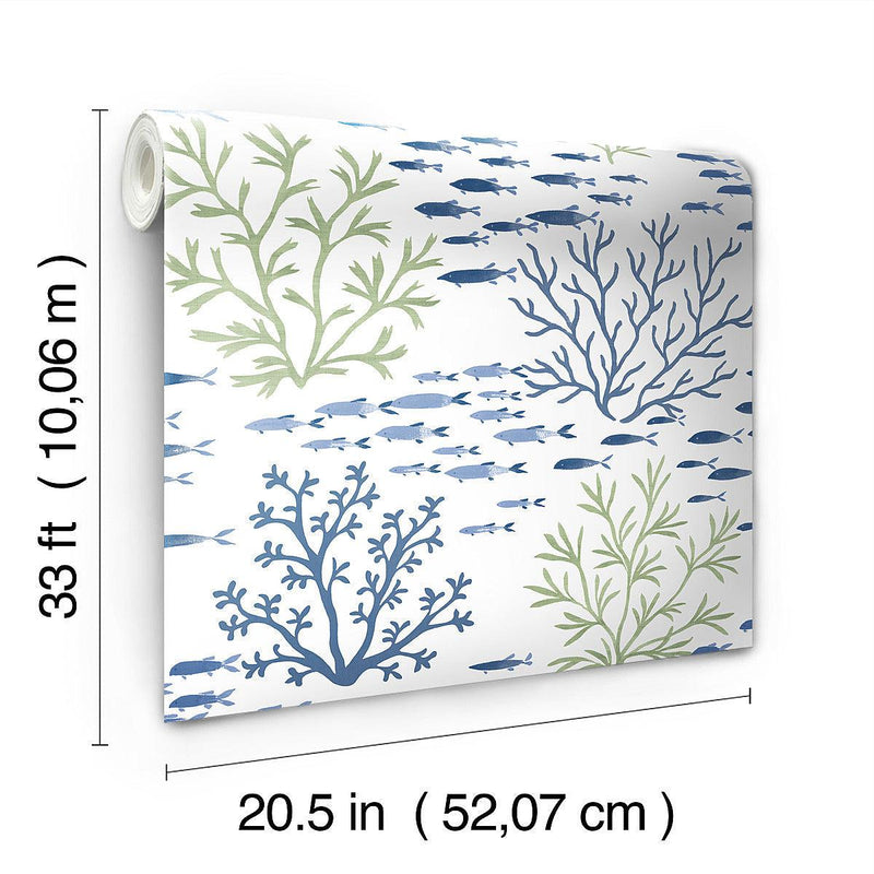 Wallpaper Marine Garden Wallpaper // Green & Blue 