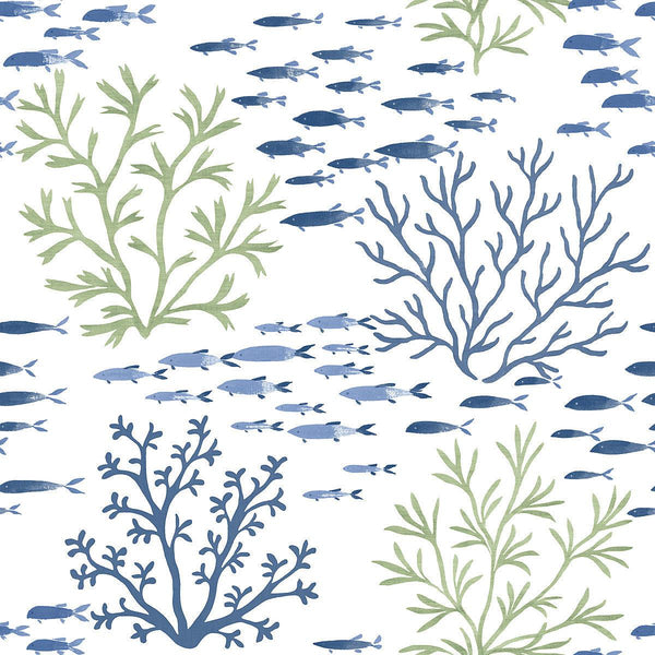 Wallpaper Marine Garden Wallpaper // Green & Blue 