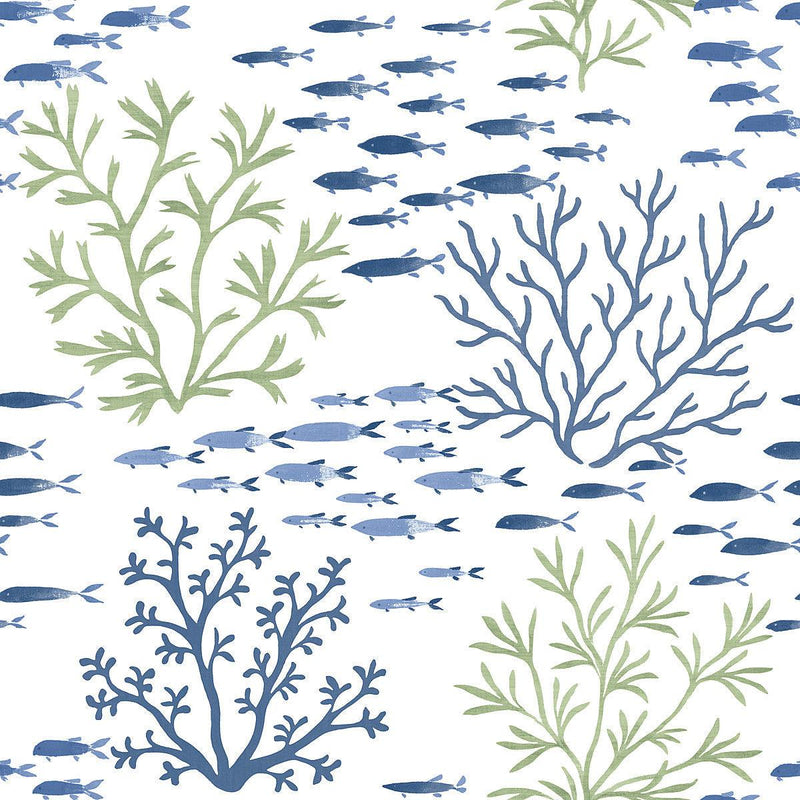 Wallpaper Marine Garden Wallpaper // Green & Blue 