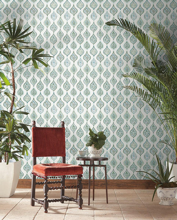 Wallpaper Marketplace Motif Wallpaper // Pale Grey & Green 