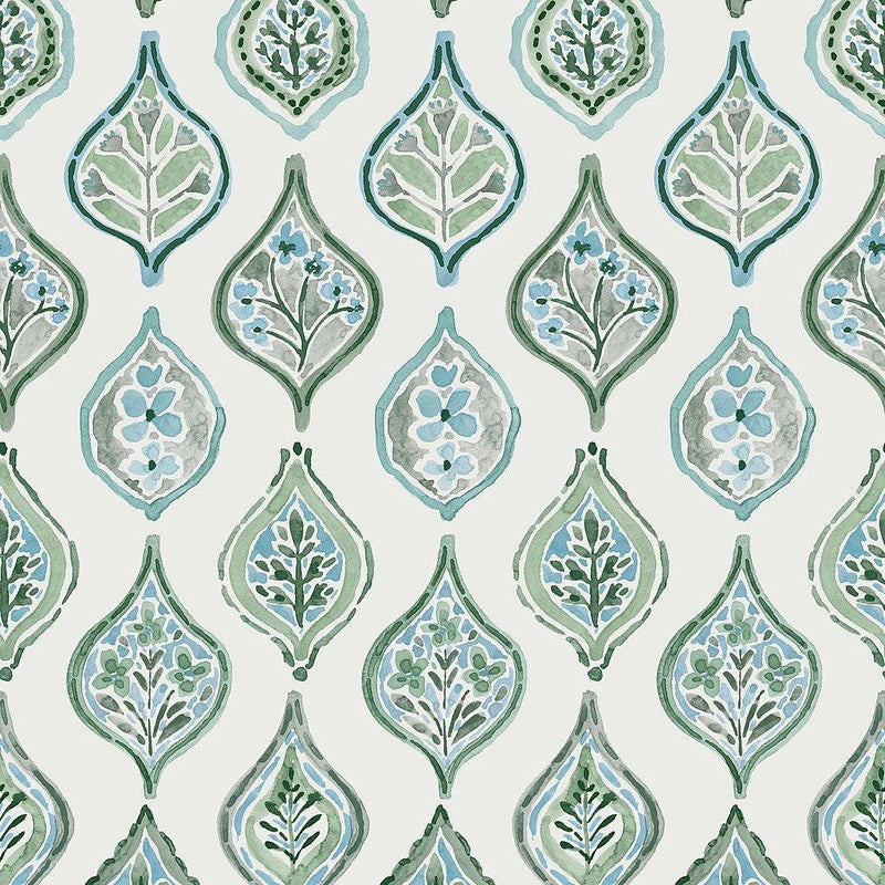 Wallpaper Marketplace Motif Wallpaper Sample // Pale Grey & Green 8 x 10 