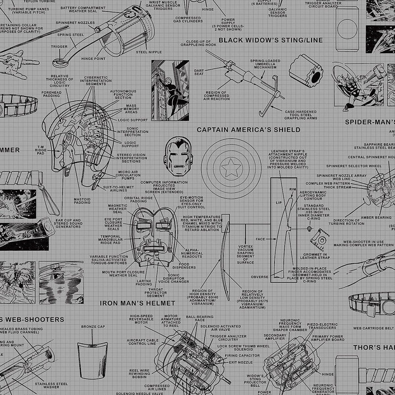 Wallpaper Marvels Heroes Schematics Wallpaper // Grey & Black 