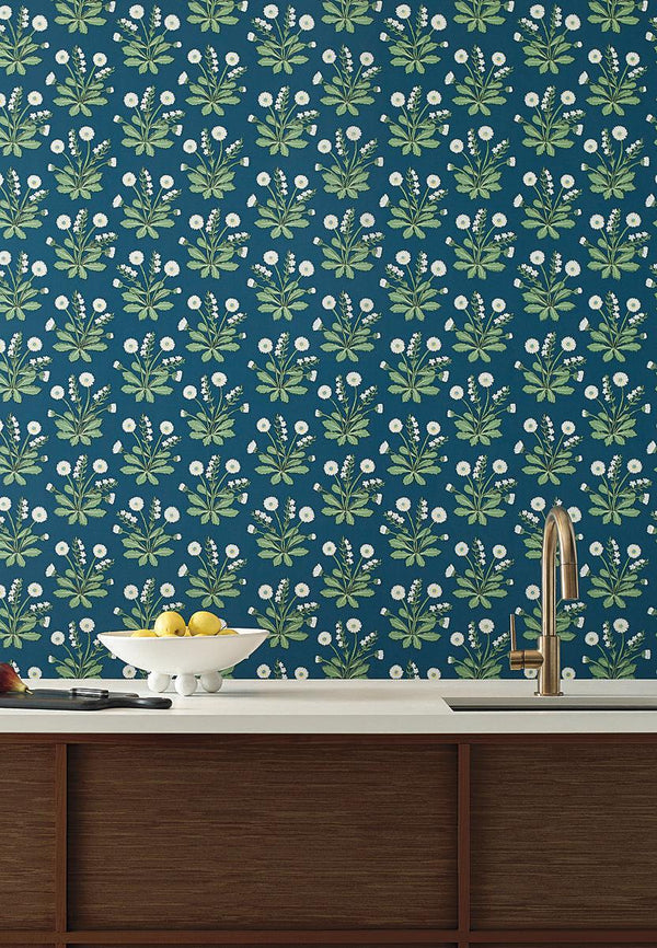 Wallpaper Meadow Flowers Wallpaper // Navy & White 