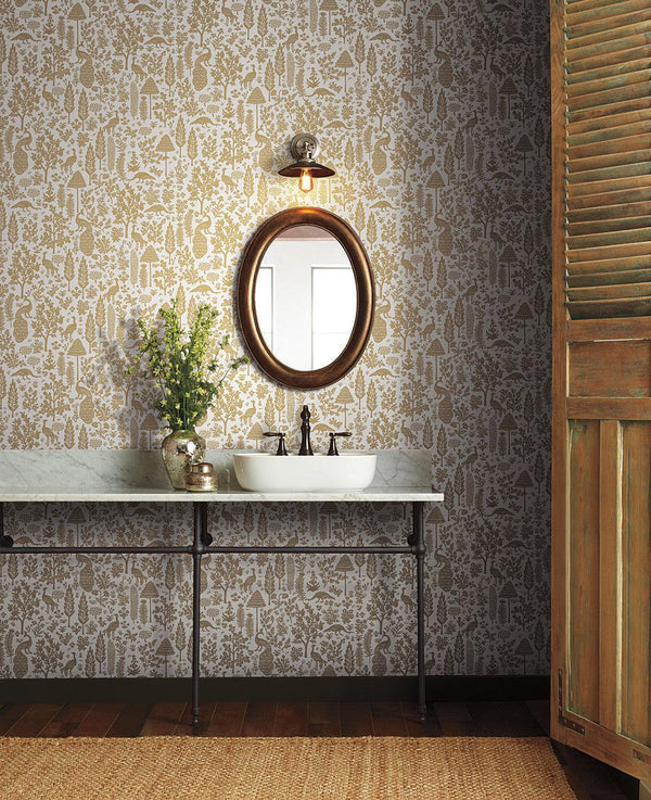 Wallpaper Menagerie Toile Wallpaper // Beige 