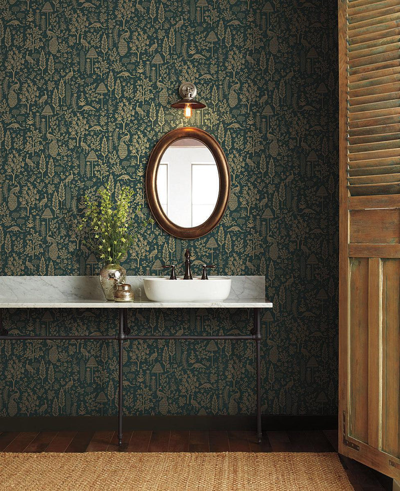 Wallpaper Menagerie Toile Wallpaper // Brown 