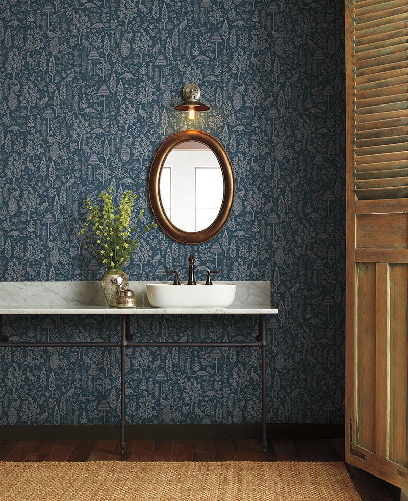 Wallpaper Menagerie Toile Wallpaper // Dark Blue 