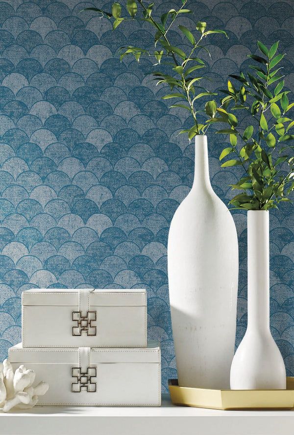 Wallpaper Mermaid Scales Wallpaper // Blue 