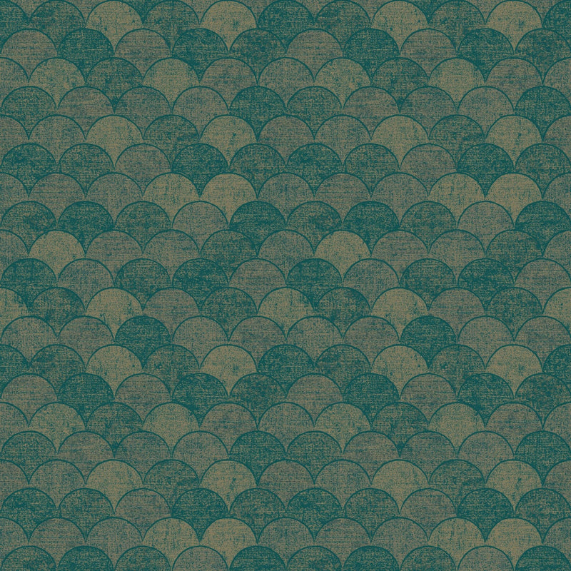 Wallpaper Mermaid Scales Wallpaper Sample // Teal & Gold 8 x 10 