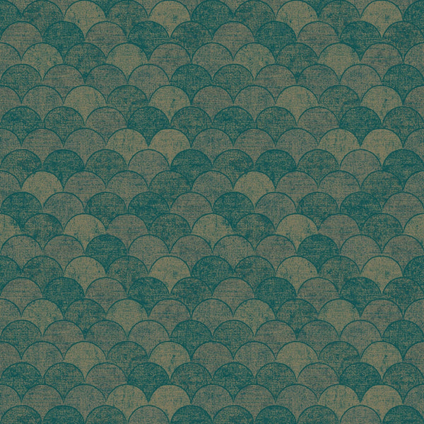 Wallpaper Mermaid Scales Wallpaper // Teal & Gold 