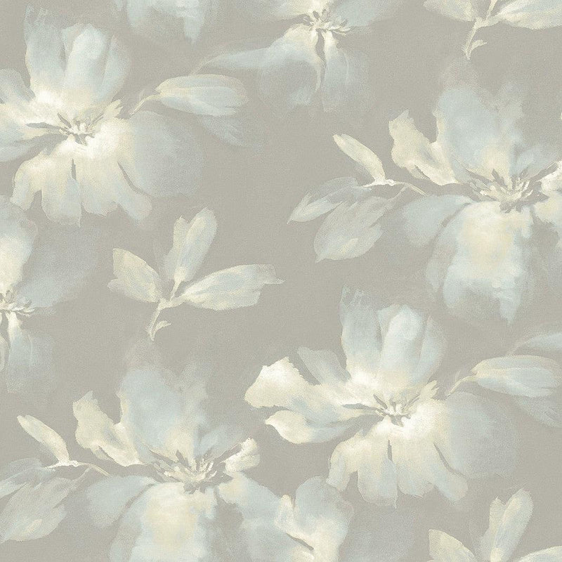 Wallpaper Midnight Blooms Peel & Stick Wallpaper Sample // Light Blue & Grey 8 x 10 