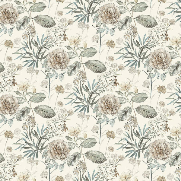 Wallpaper Midsummer Floral Wallpaper // Beige & Green 