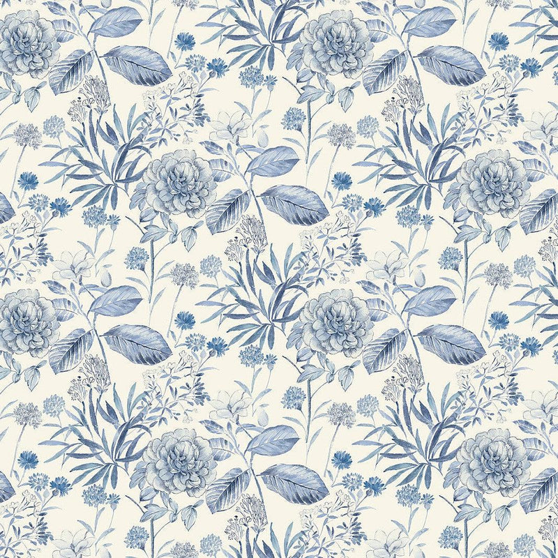 Wallpaper Midsummer Floral Wallpaper Sample // Blue 8 x 10 
