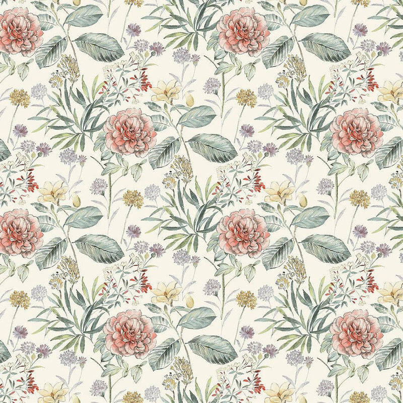 Wallpaper Midsummer Floral Wallpaper Sample // Coral 8 x 10 
