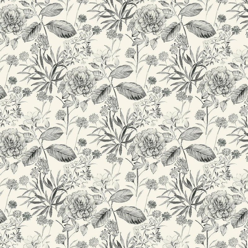 Wallpaper Midsummer Floral Wallpaper Sample // Grey 8 x 10 