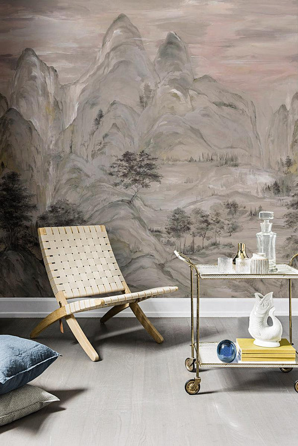 Wallpaper Misty Mountain Wall Mural // Taupe 