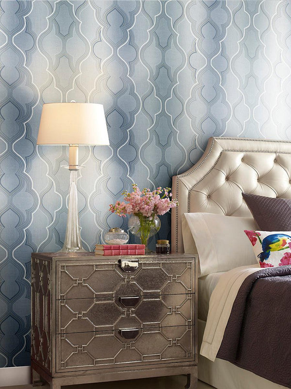 Wallpaper Modern Ombre Damask Wallpaper // Blue 