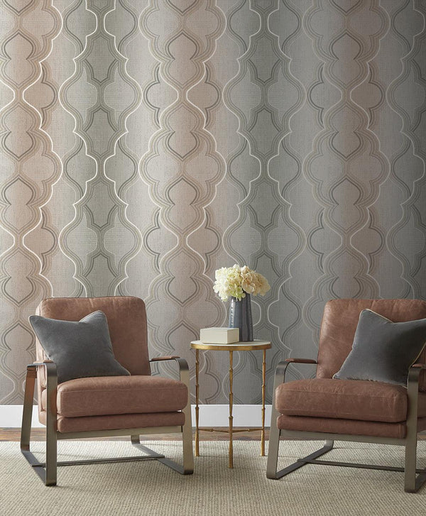 Wallpaper Modern Ombre Damask Wallpaper // Brown 