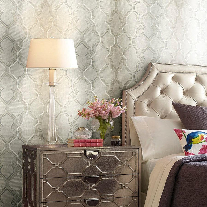 Wallpaper Modern Ombre Damask Wallpaper Sample // Beige 8 x 10 