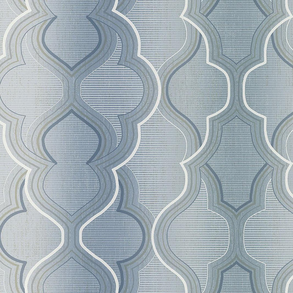Wallpaper Modern Ombre Damask Wallpaper Sample // Blue 8 x 10 