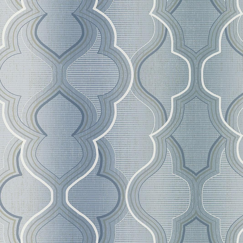 Wallpaper Modern Ombre Damask Wallpaper Sample // Blue 8 x 10 