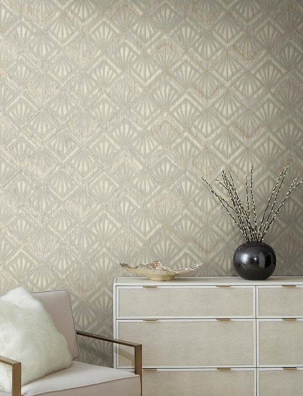 Wallpaper Modern Shell Wallpaper // Grey & Beige 
