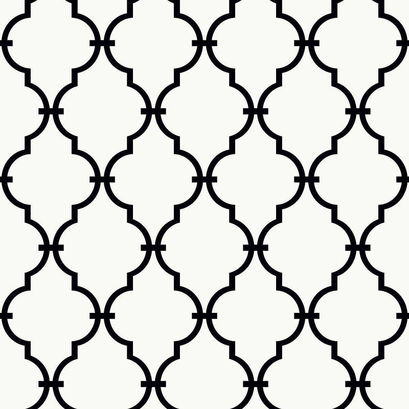 Wallpaper Modern Trellis Wallpaper Sample // Black 8 x 10 