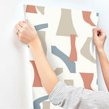 Wallpaper Modernist Peel & Stick Wallpaper // Coral & Blue 