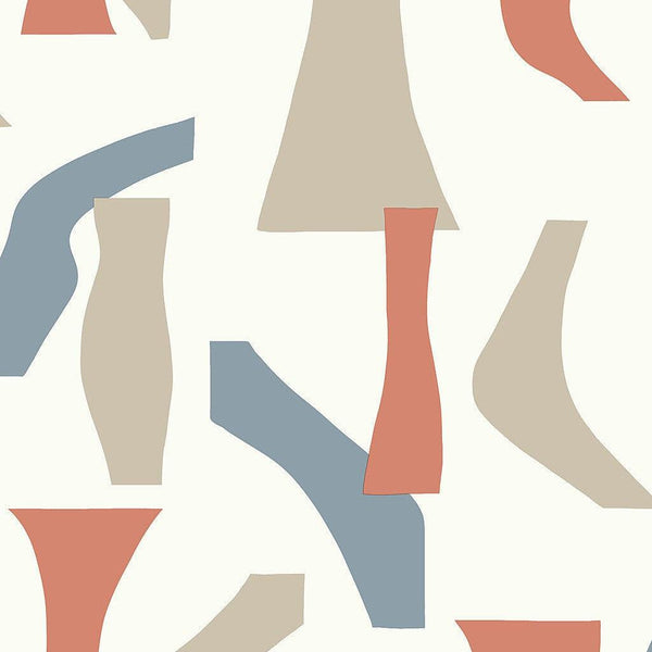 Wallpaper Modernist Peel & Stick Wallpaper // Coral & Blue 