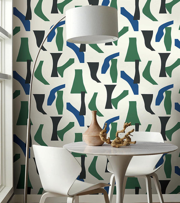 Wallpaper Modernist Peel & Stick Wallpaper // Green & Blue 