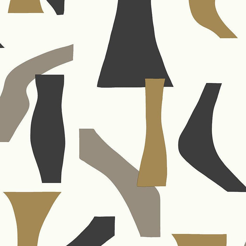 Wallpaper Modernist Peel & Stick Wallpaper Sample // Black & Gold 8 x 10 