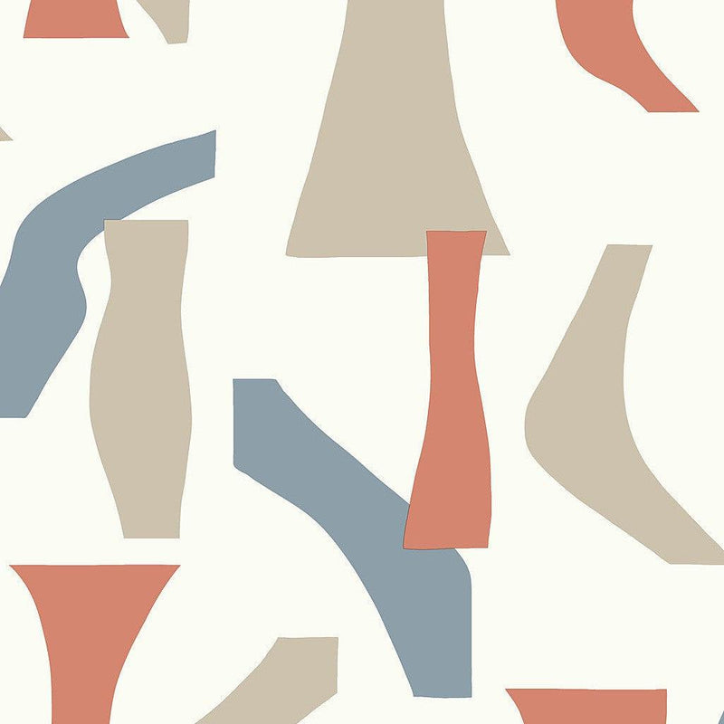 Wallpaper Modernist Peel & Stick Wallpaper Sample // Coral & Blue 8 x 10 