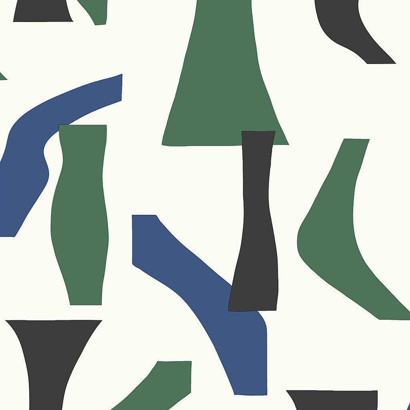 Wallpaper Modernist Peel & Stick Wallpaper Sample // Green & Blue 8 x 10 