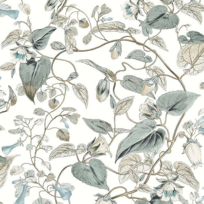 Wallpaper Moon Flower Wallpaper Sample // White & Blue 8 x 10 