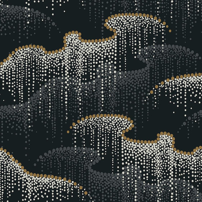 Wallpaper Moonlight Pearls Wallpaper Sample // Black 8 x 10 